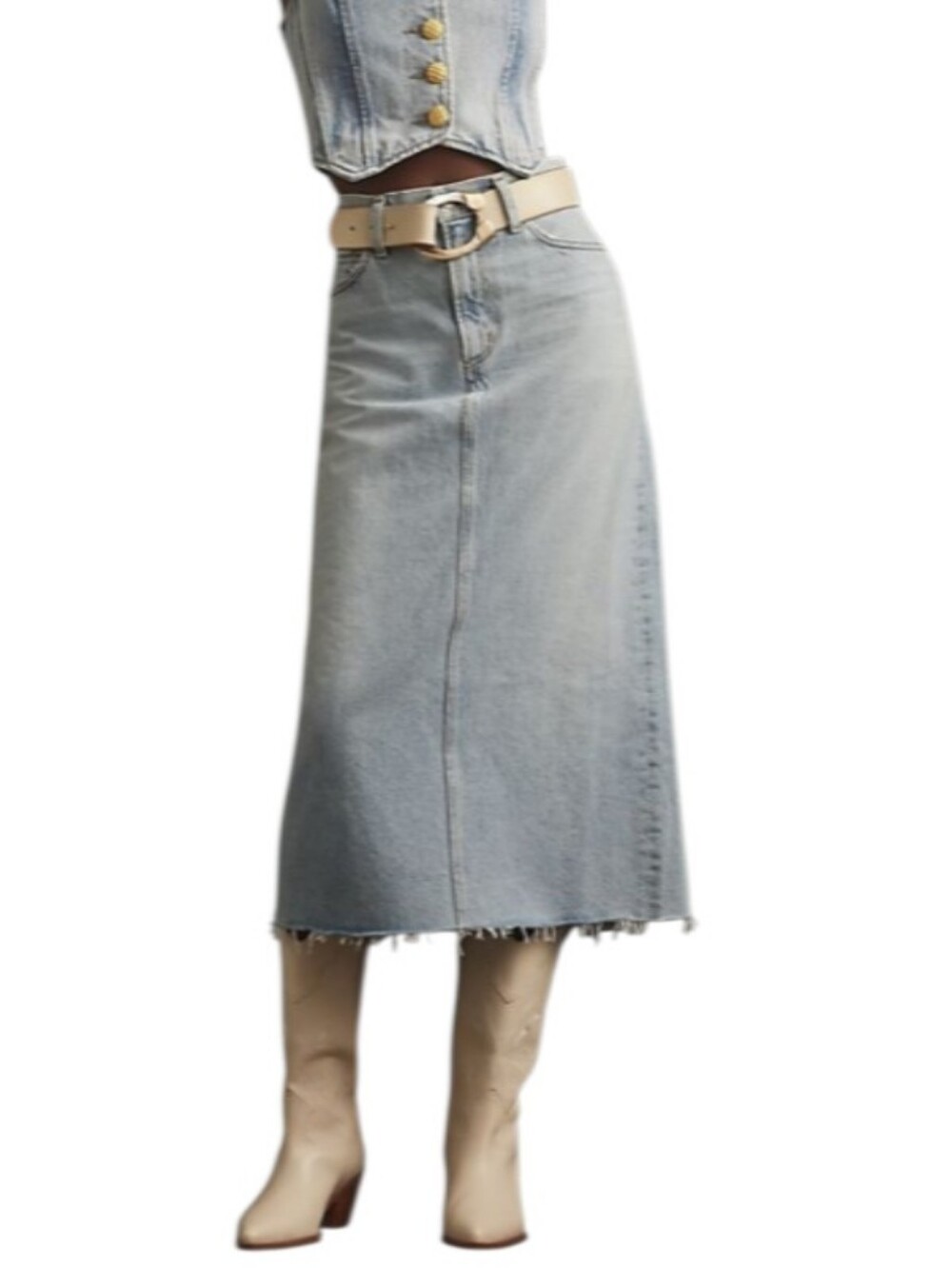 Agolde Della Denim Midi Raw Hem Skirt-NWOT